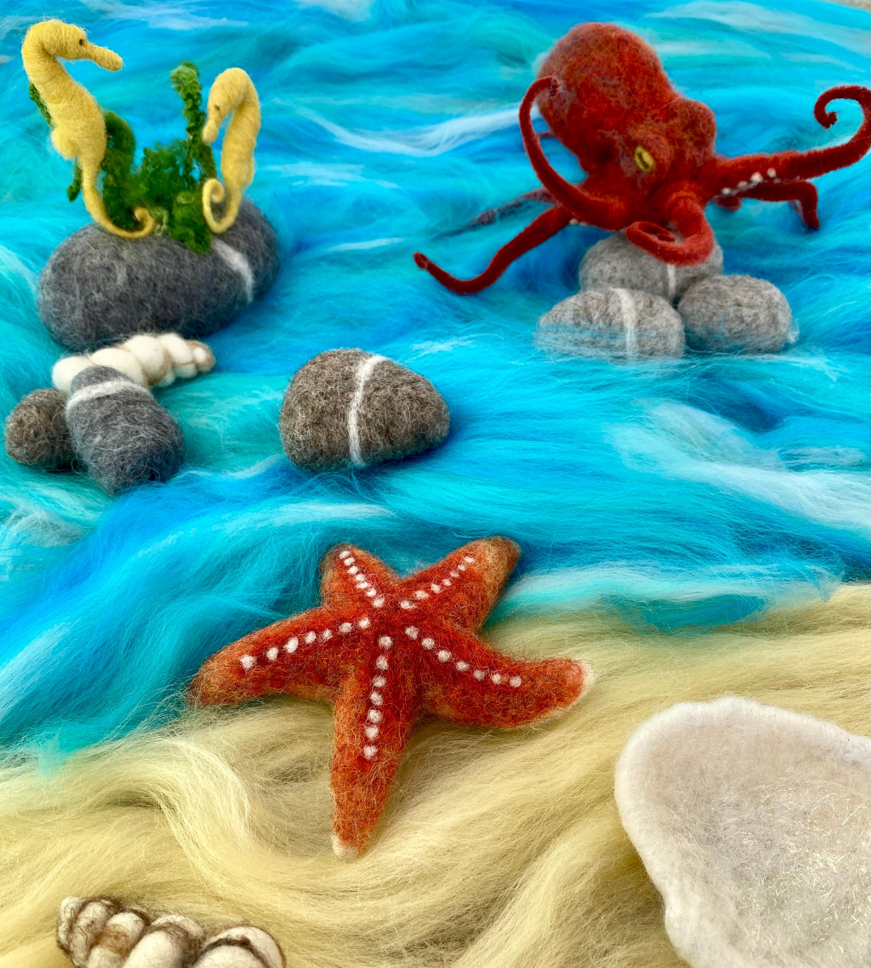 All materials included in the Seahorse Needle Felting Kit from The Makerss
