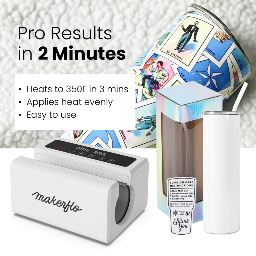 Side angle of MakerFlo Automatic Tumbler Press showcasing its design