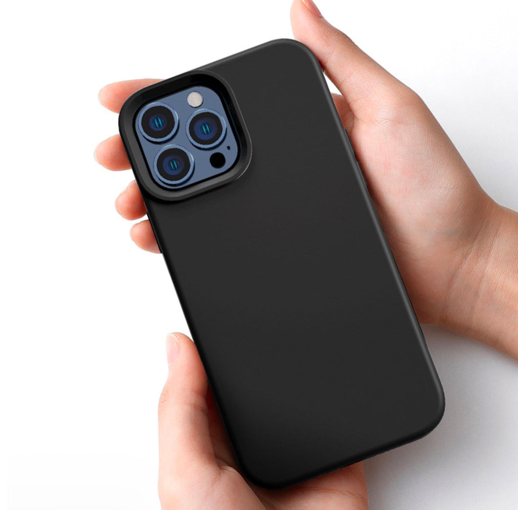 Person holding Anacotte Liquid Silicone Case for iPhone 14 Pro Max in hand