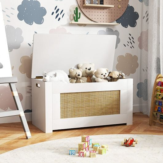 Interior space of Gobingya White Rattan Toy Storage Box for kids