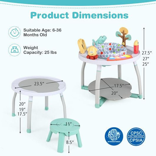 Colorful interactive elements on Gobingya 5-in-1 Activity Center