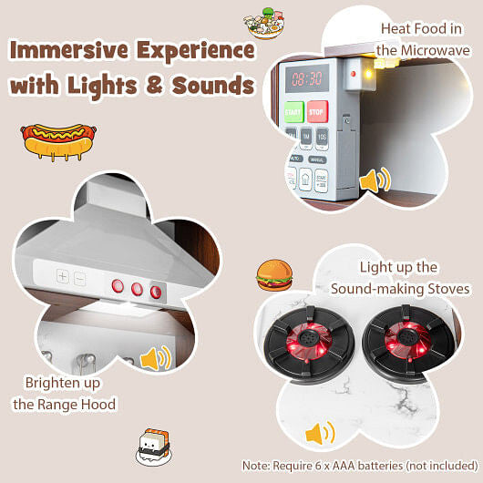 Children playing with Gobingya Kids Interactive Kitchen Playset in bright room