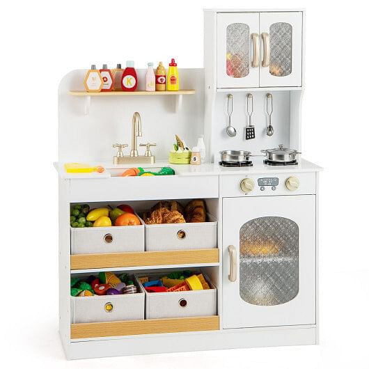 Side angle of Gobingya Kids Kitchen Playset showcasing the stove and oven