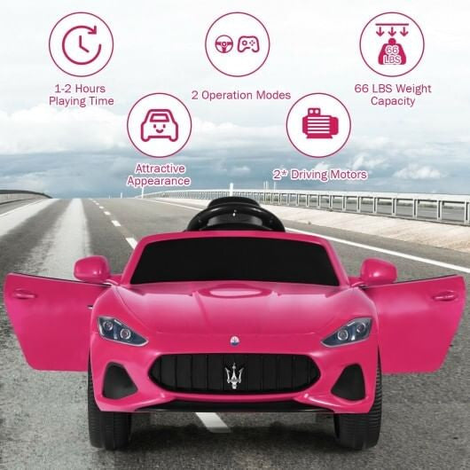 Back view of Gobingya Pink 12V Maserati Kids Ride-On Car