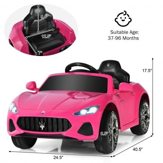Gobingya Pink 12V Maserati Kids Ride-On Car with music feature