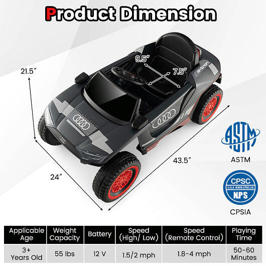 Child enjoying the Gobingya Audi E-tron Kids Ride-On Racing Car outdoors