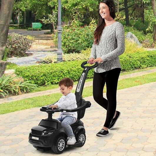 Front view of Gobingya 3-in-1 Ride-On Push Car in black color
