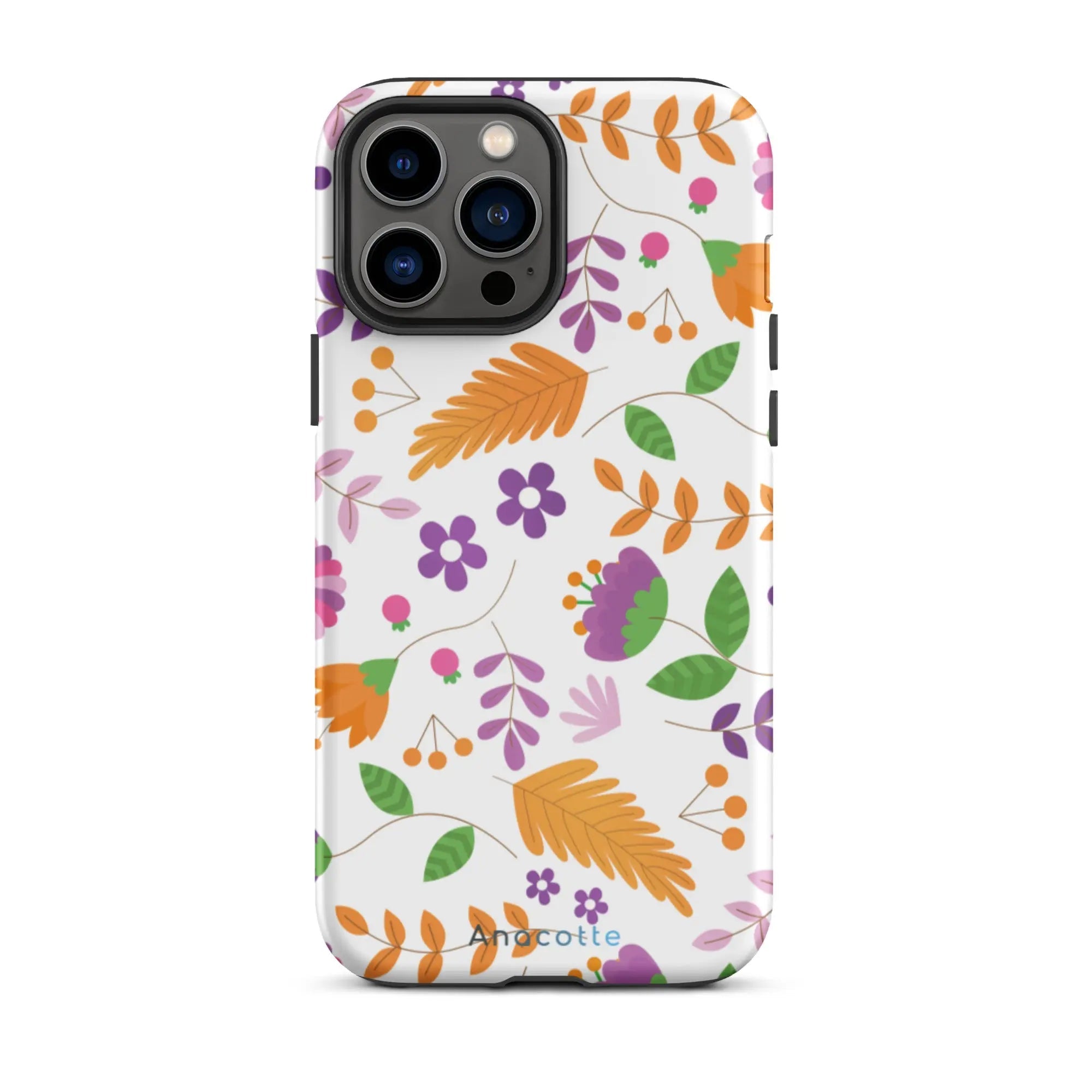 Anacotte Multi-Color Floral Phone Case with charging cable