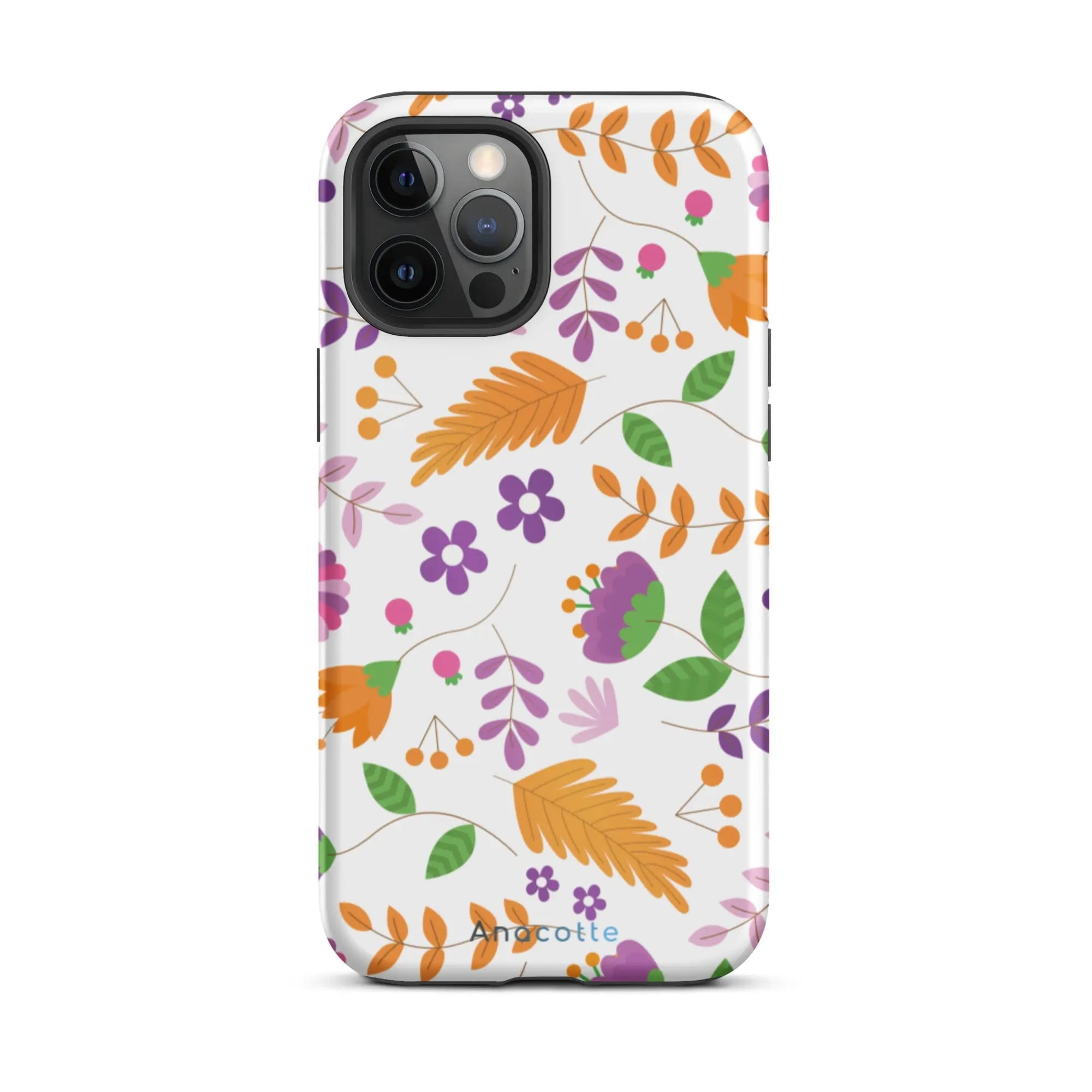 Anacotte Multi-Color Floral Phone Case against a colorful background