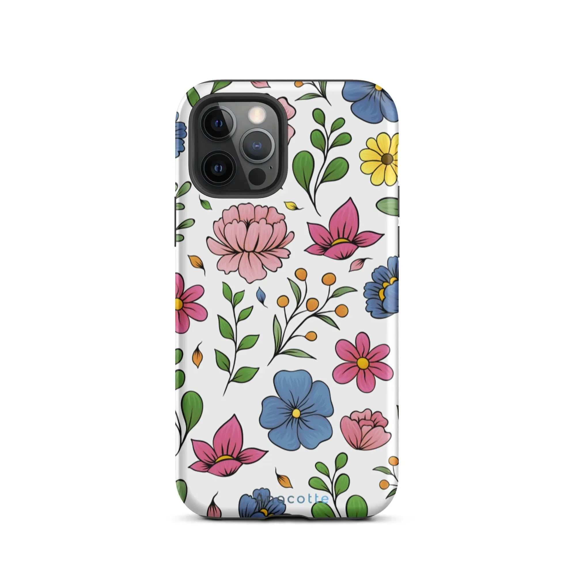 Close-up of Colorful Floral iPhone Case by Anacotte highlighting floral pattern