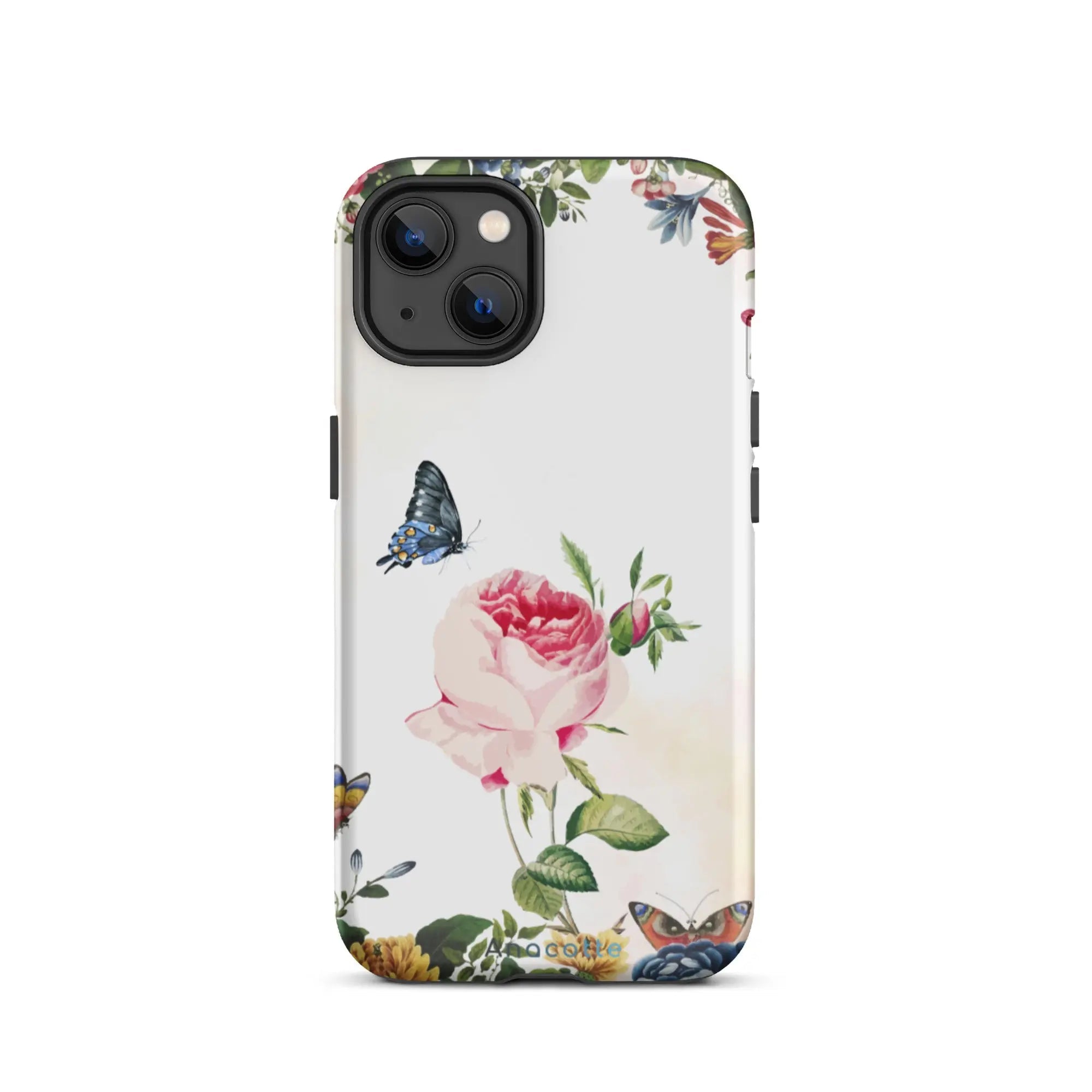 Vibrant Flower & Butterfly iPhone Case with vibrant garden background