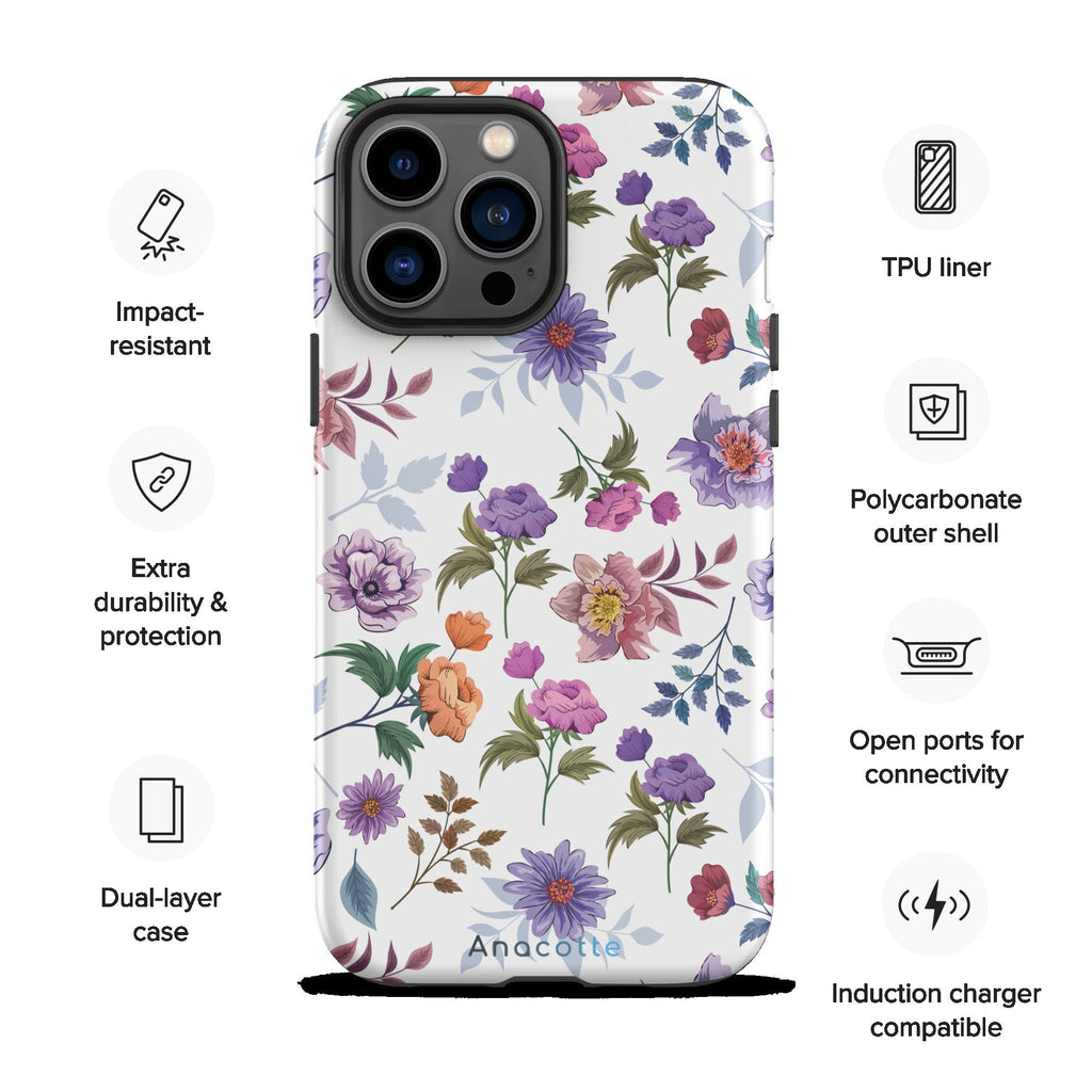 Lifestyle shot of Anacotte Floral iPhone Case on a desk