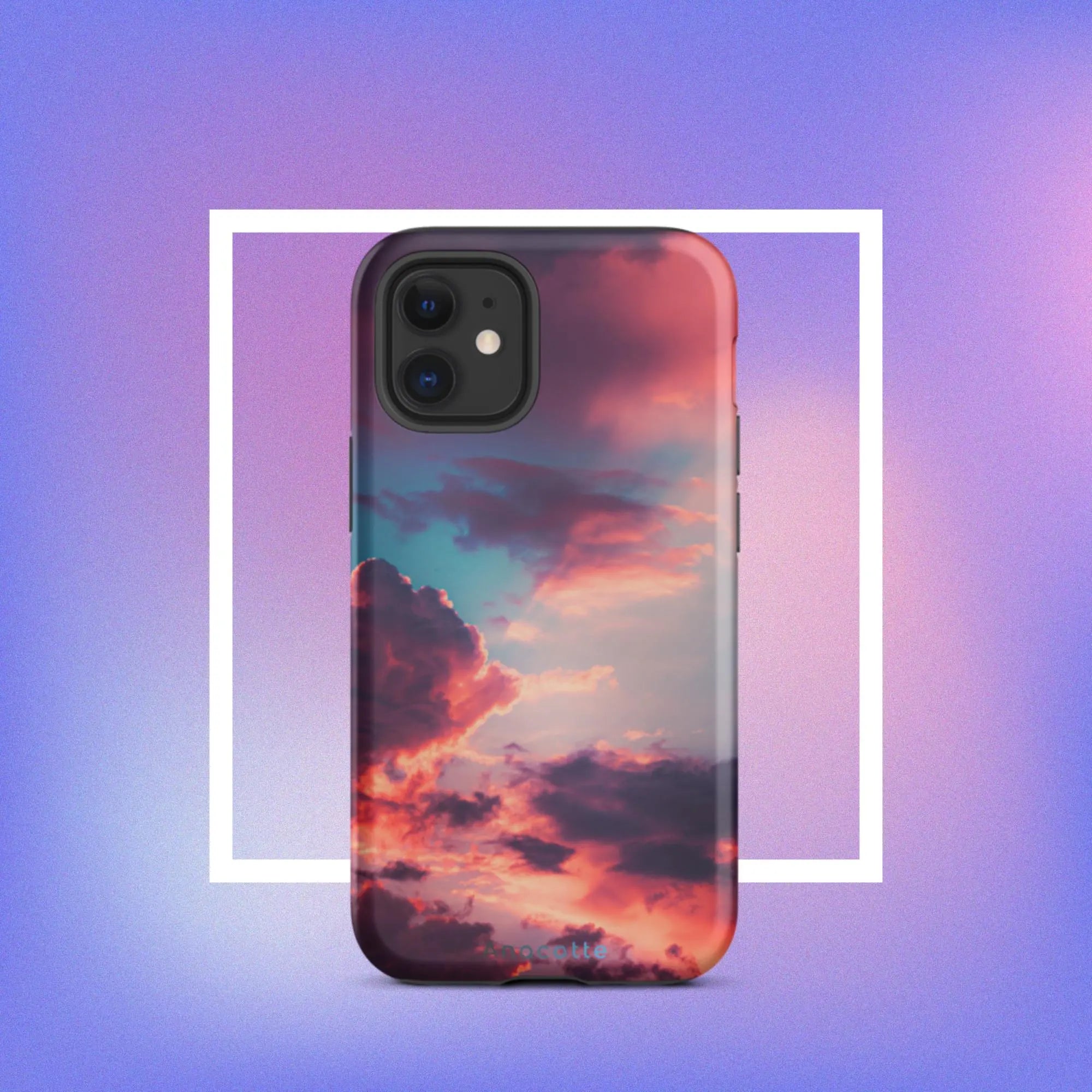 Anacotte Impulse Sunset iPhone Case on a wooden surface