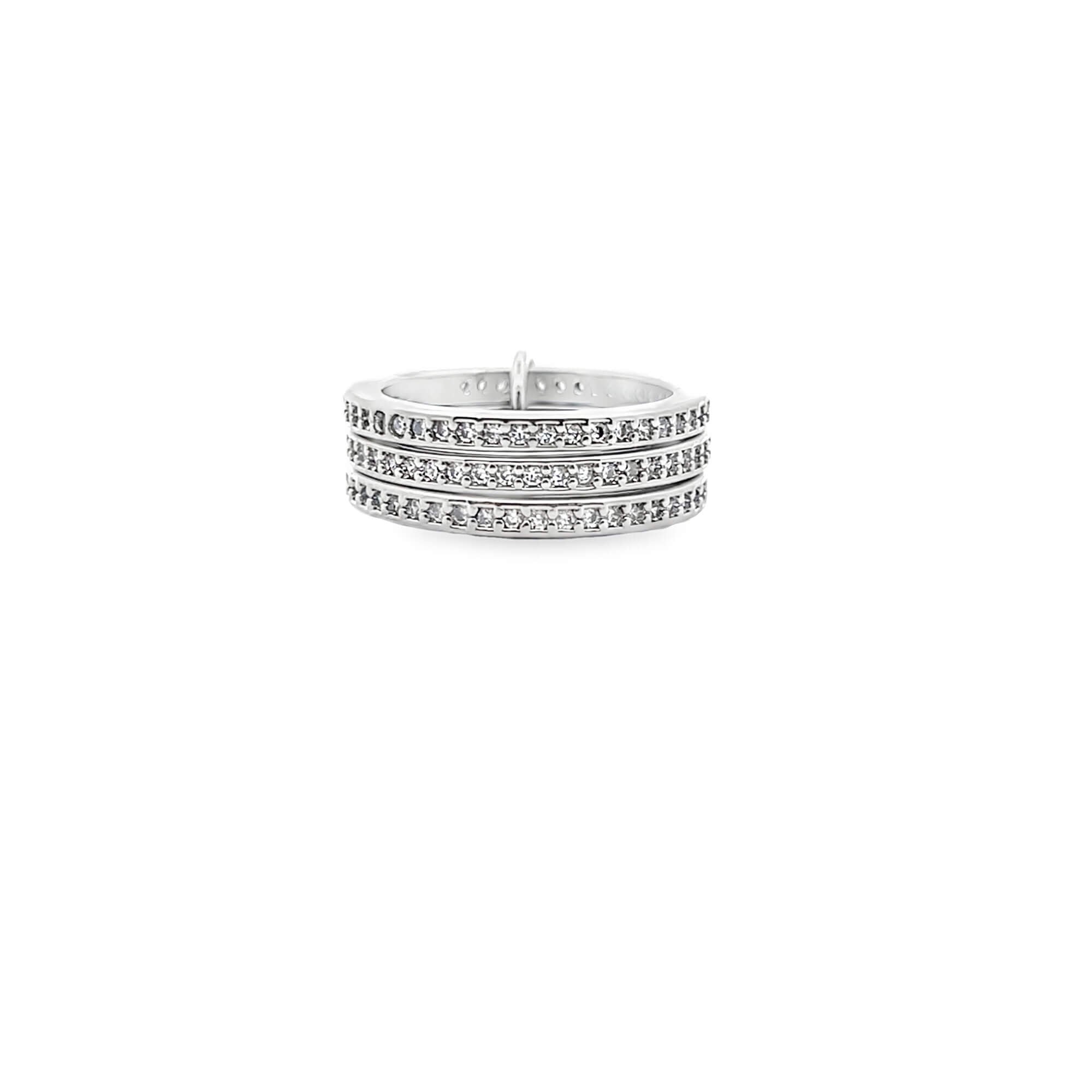 Triple Link  Pavé Cubic Zirconia Minimalist Band Rings (D36, D37)