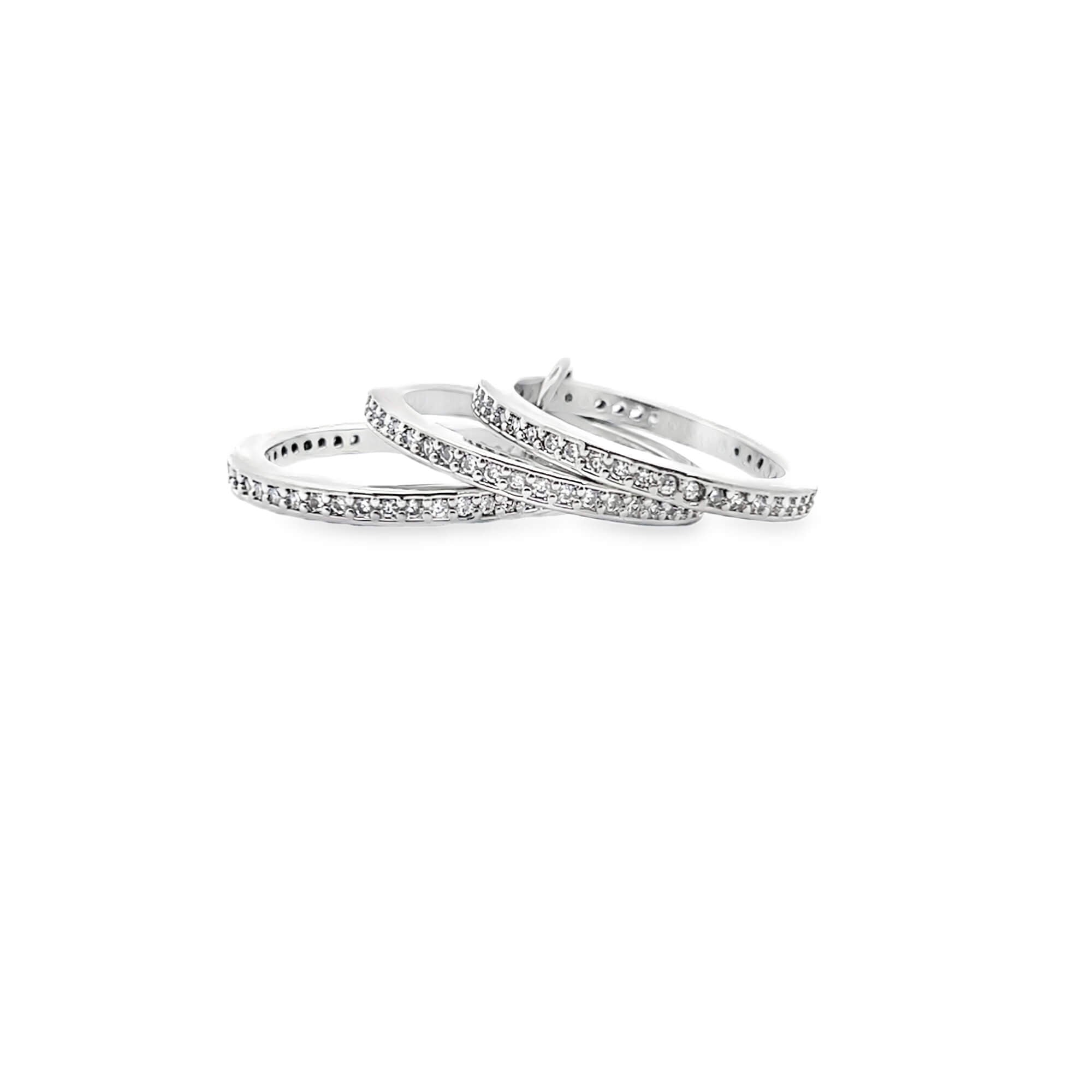 Triple Link  Pavé Cubic Zirconia Minimalist Band Rings (D36, D37)