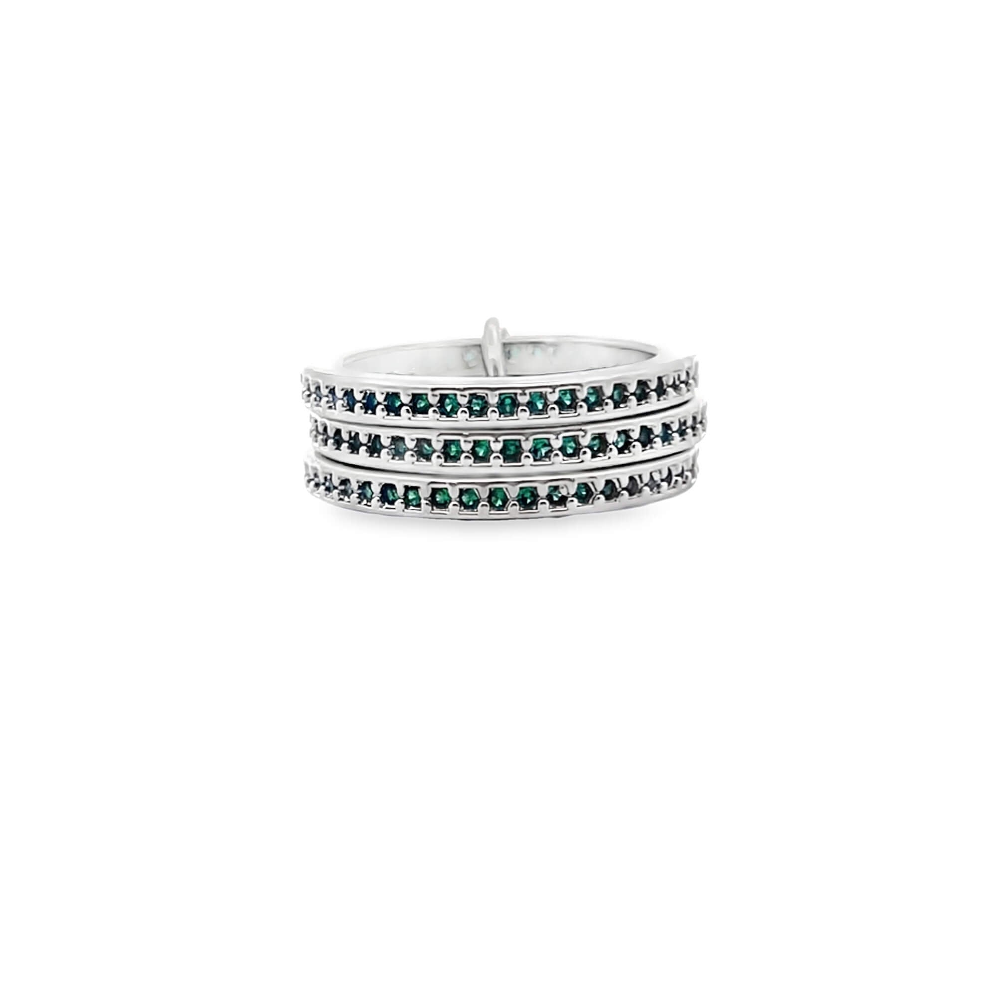 Triple Link  Pavé Cubic Zirconia Minimalist Band Rings (D36, D37)