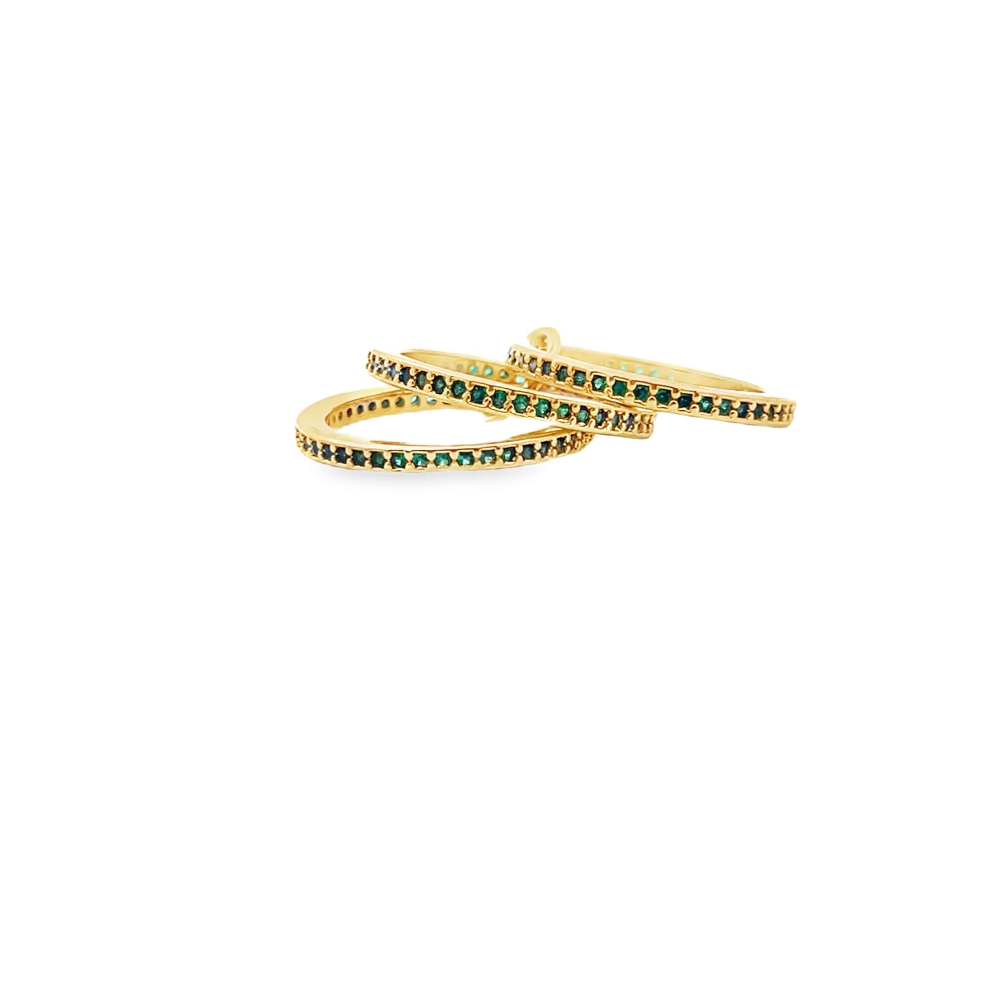 Triple Link  Pavé Cubic Zirconia Minimalist Band Rings (D36, D37)