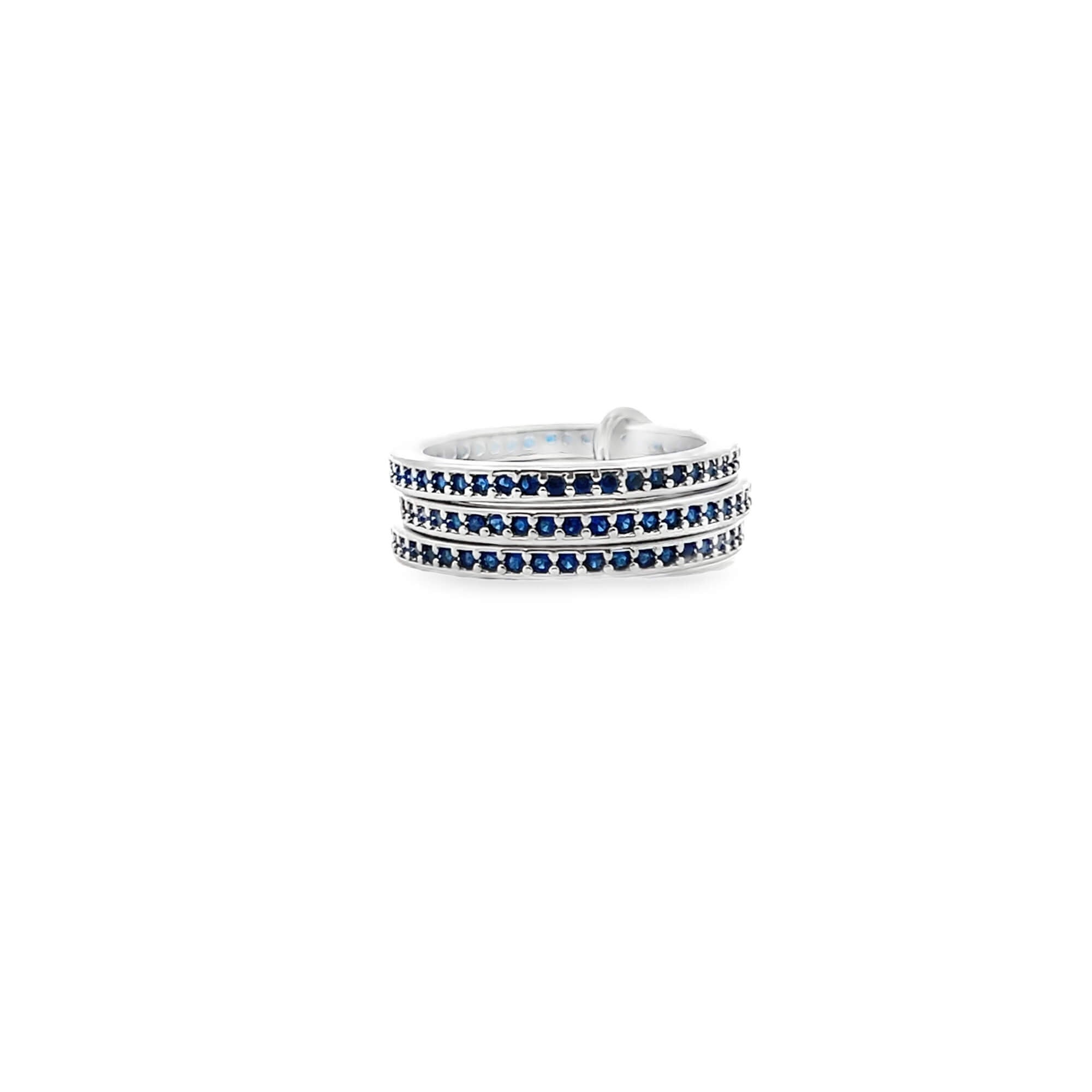 Triple Link  Pavé Cubic Zirconia Minimalist Band Rings (D36, D37)