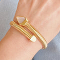 Front view of Viper Golden Coil Bangle Bracelet in gold by Yiwu Fashionlink