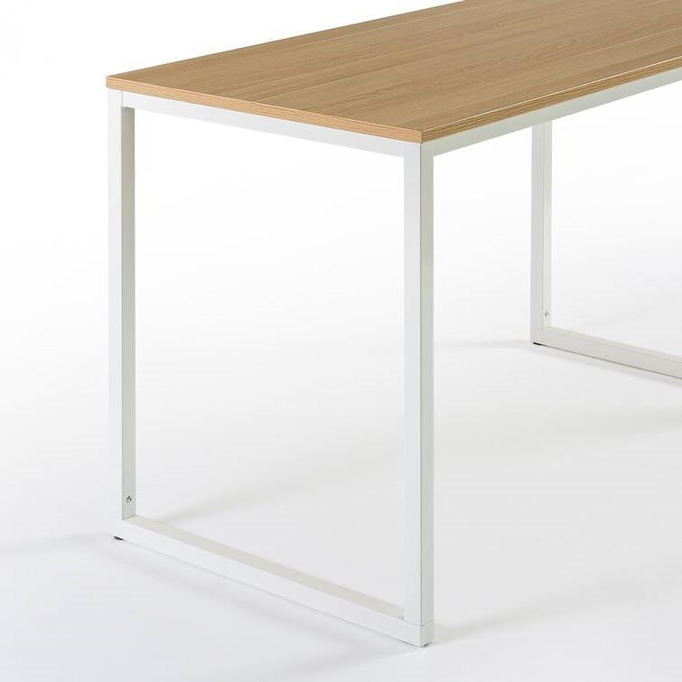 Front view of Modern Sleek Home Office Desk with white metal frame