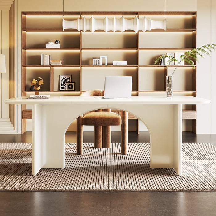 Modern Extra Large Executive Home Office Computer Desk in White