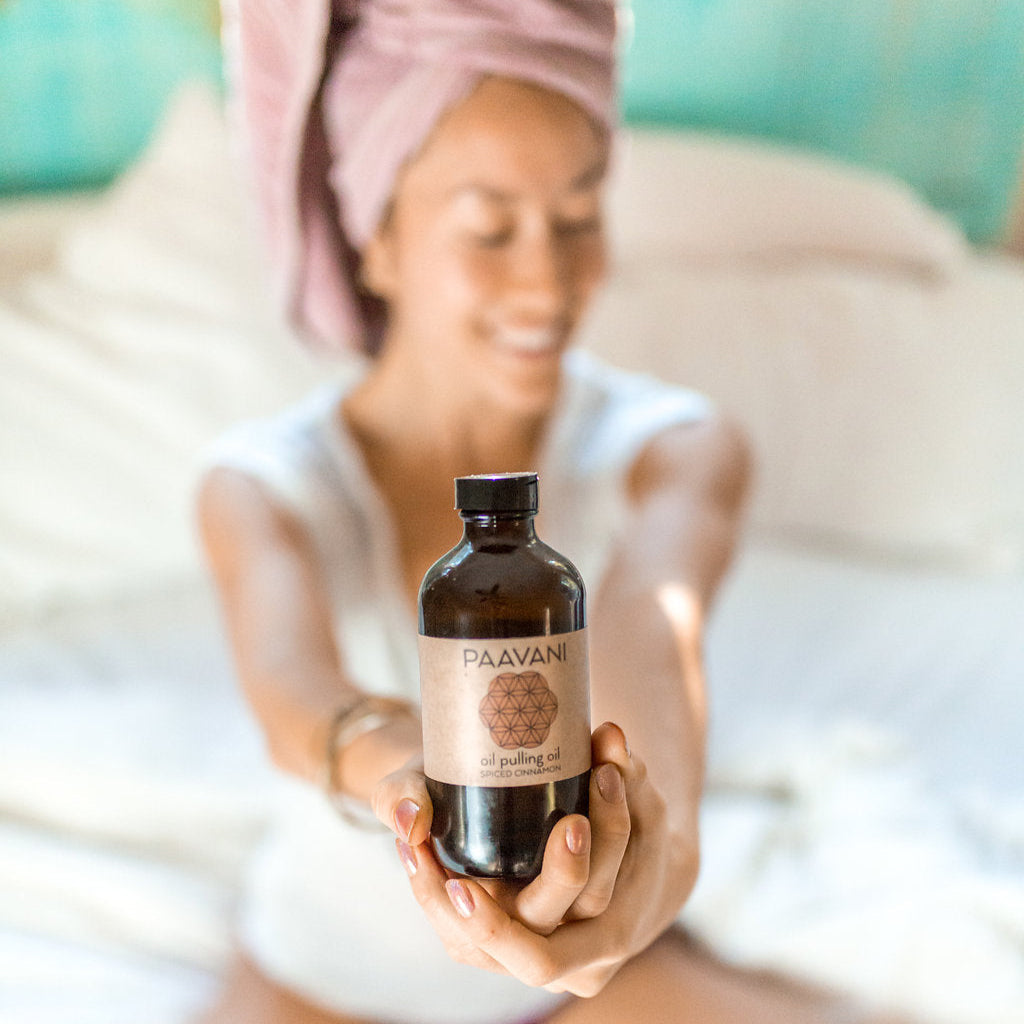 Close-up of Ayurvedic Cinnamon Pulling Oil showcasing its rich texture