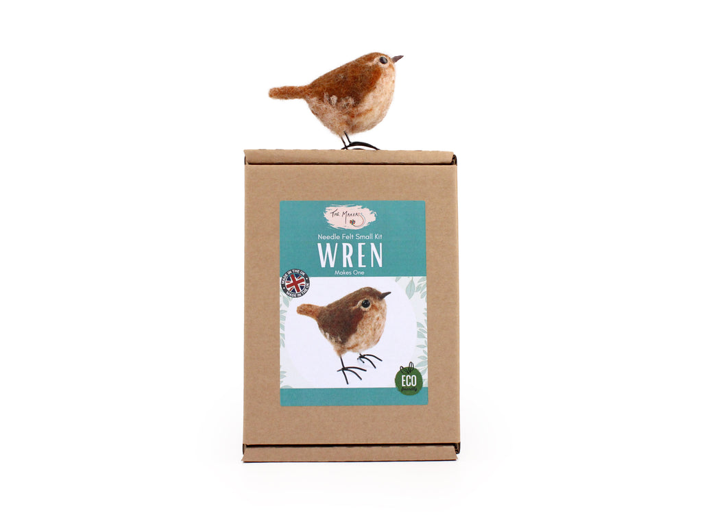Crafting Wren Needle Felt Kit by The Makerss with completed wren model