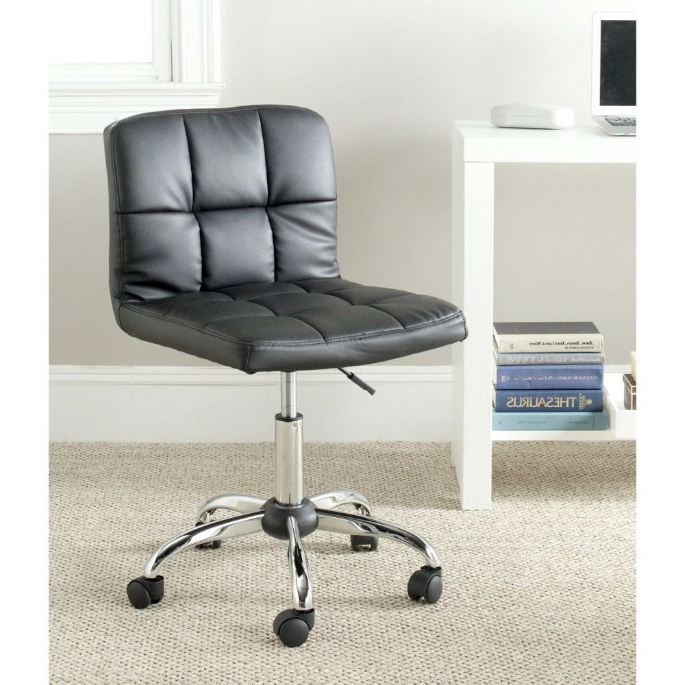 Front view of Stylish Black Faux Leather Office Chair by FastFurnishings