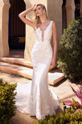 Front view of Avery Lace Wedding Gown by Tux-USA showcasing lace details