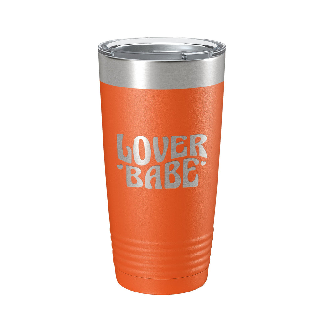 Lover Babe Tumbler against a colorful background