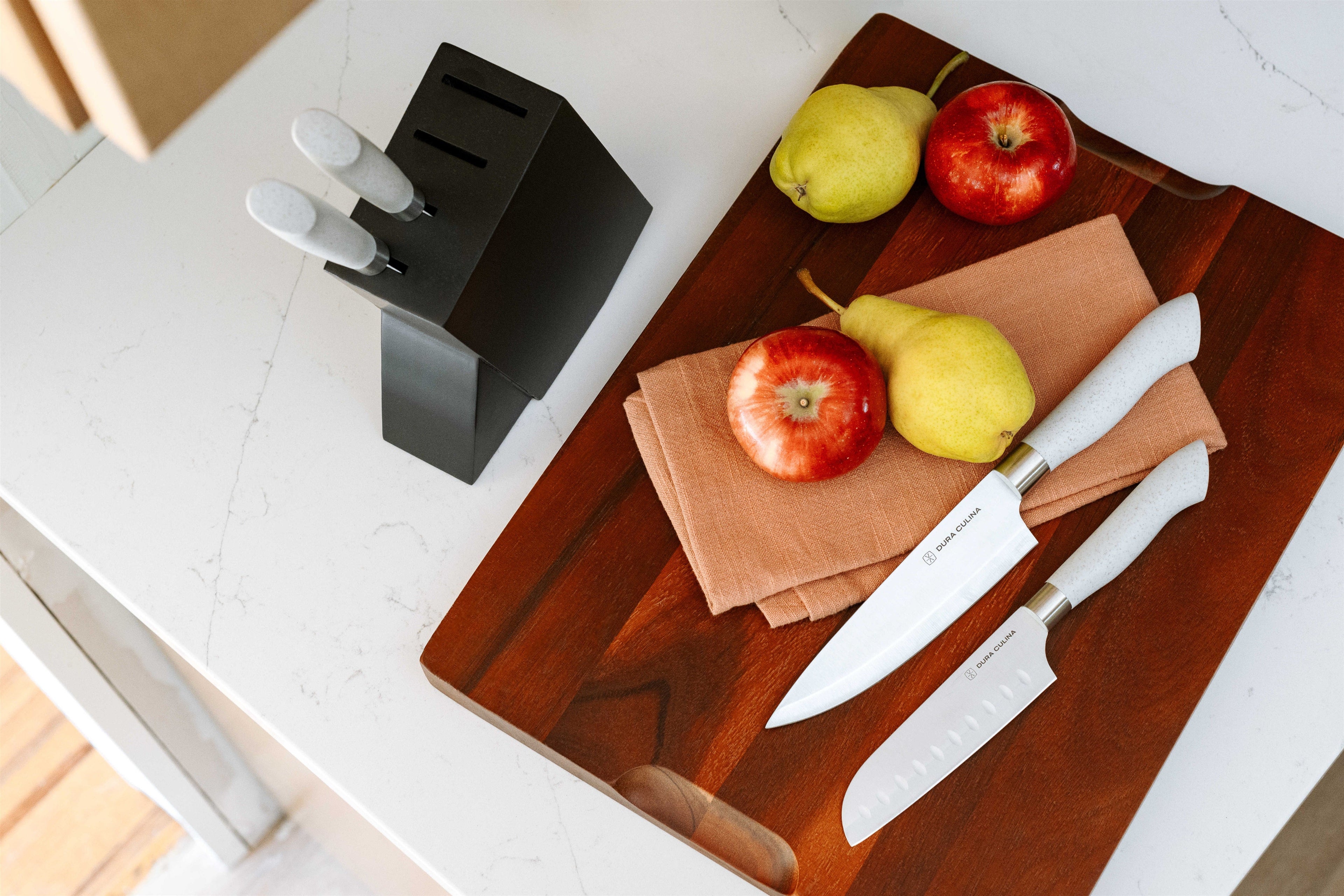 Side angle of Dura Living Eco-Cut Kitchen Knife Set showcasing ergonomic handles
