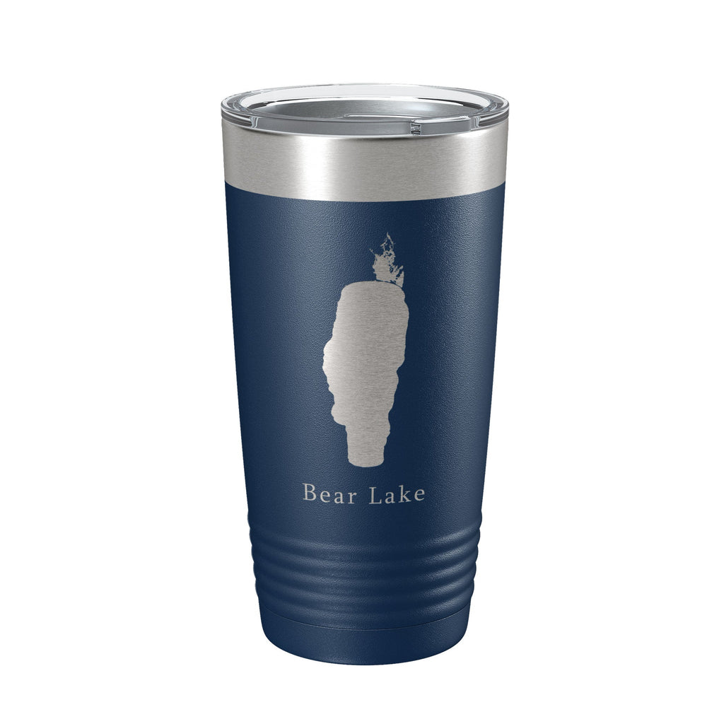 Idaho Bear & Mud Lakes Map Insulated Tumbler in a car cup holder