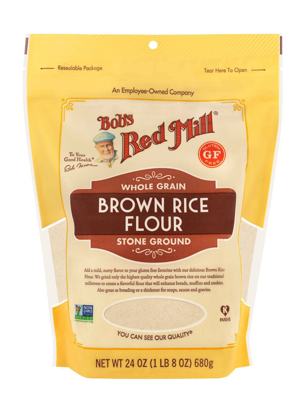 Front view of Organic Whole Grain Brown Rice Flour 4-pack by Gobingya