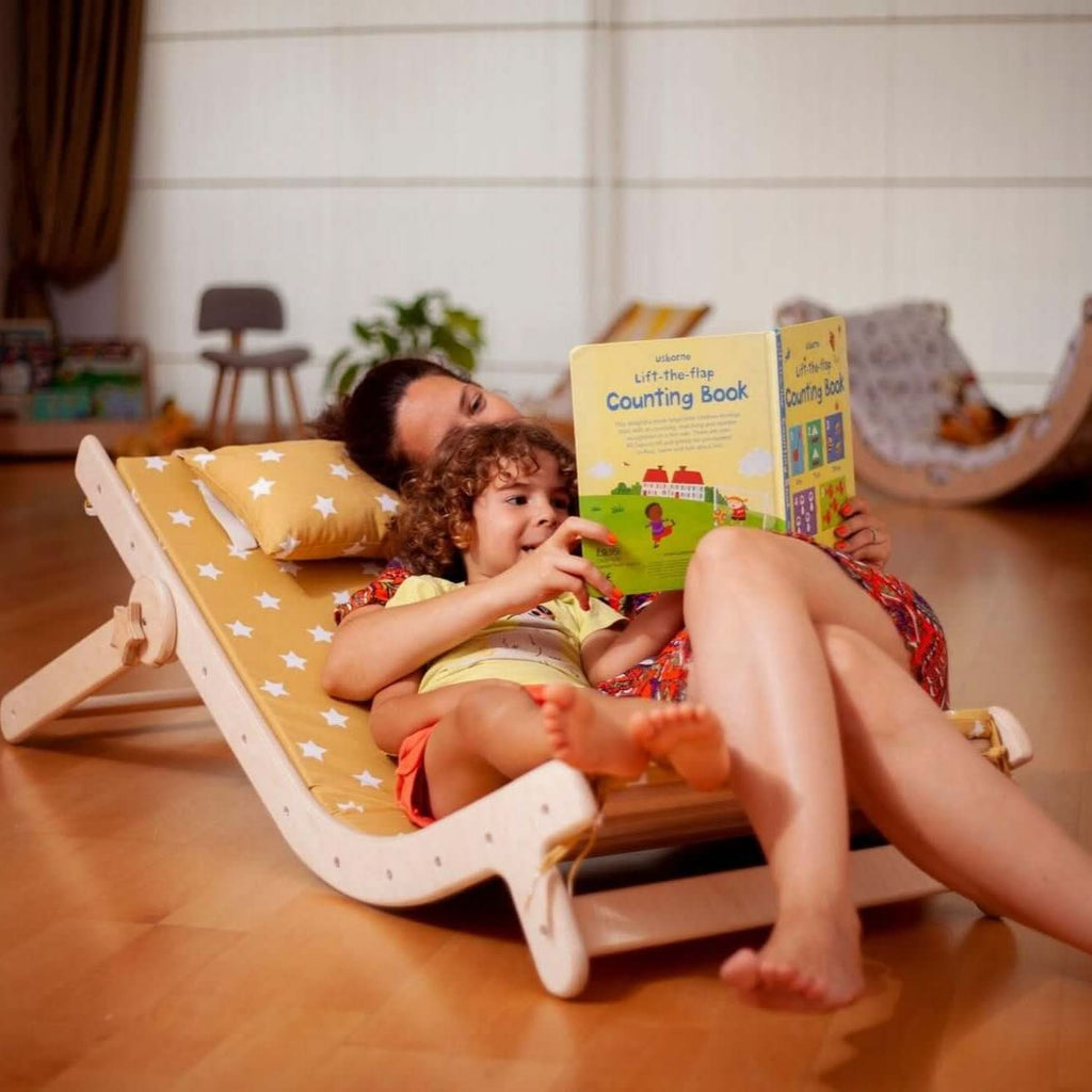 Kid-Friendly Adjustable Lounge Chair in a colorful playroom setting