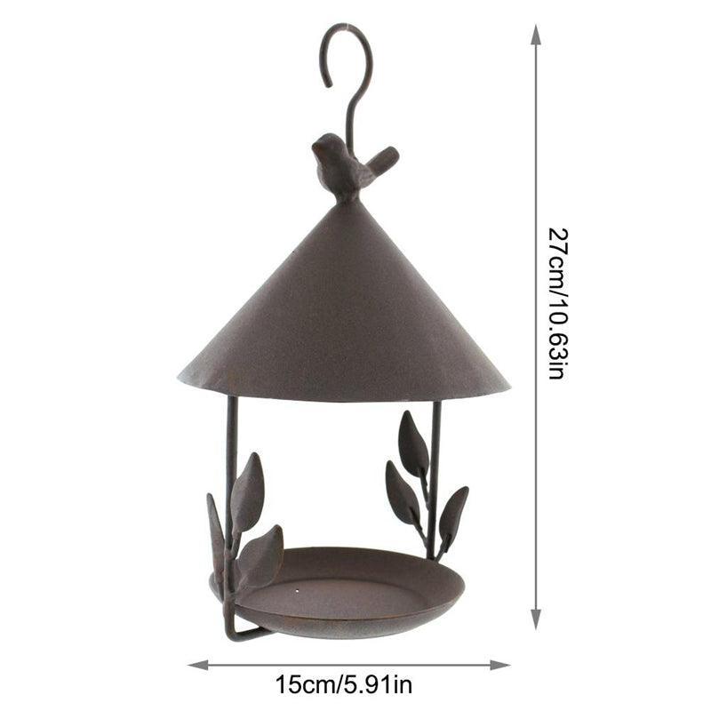 Side view of the Elegant Iron Aviary Bird Feeder with birds