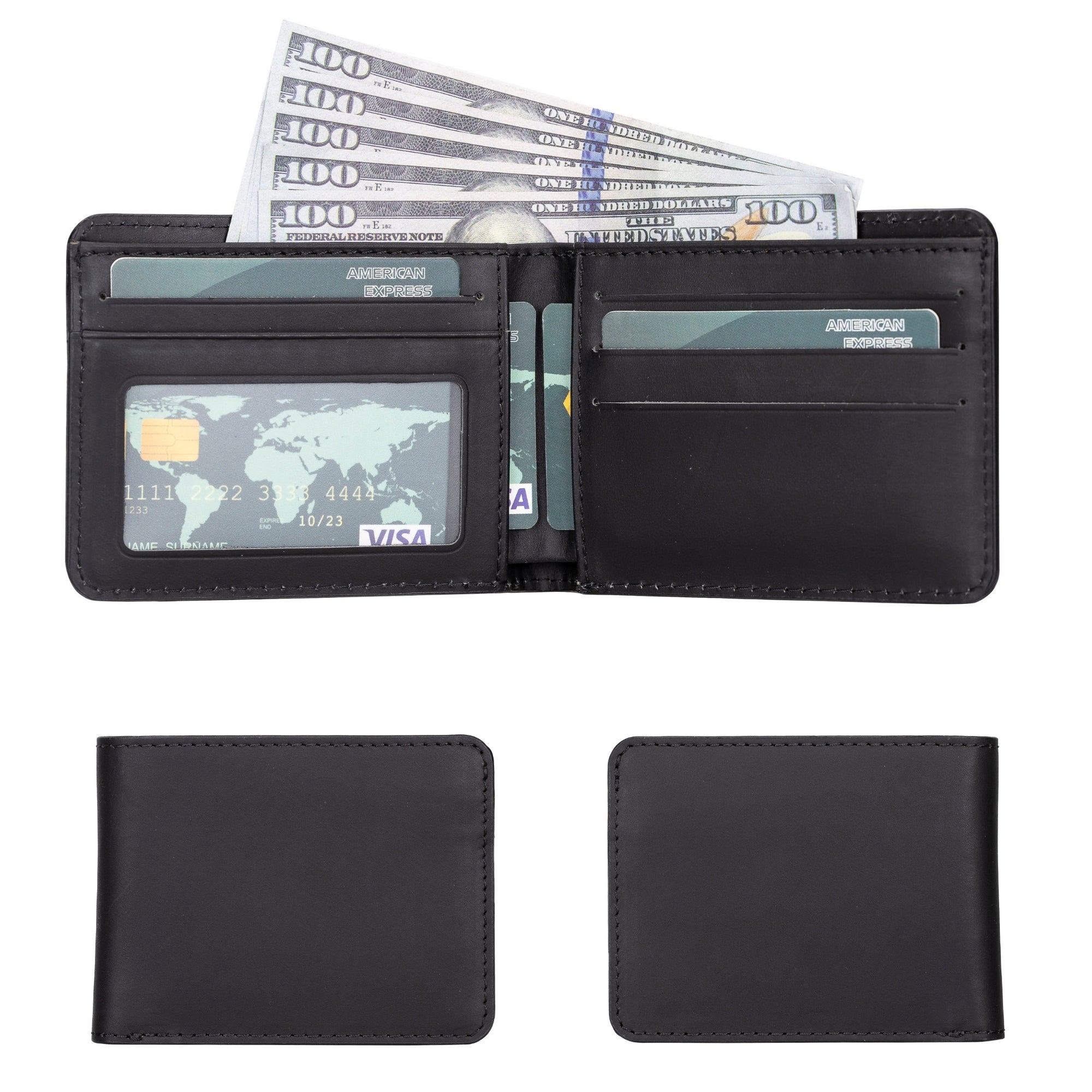 Close-up of RFID protection feature in TORONATA Leather Wallet