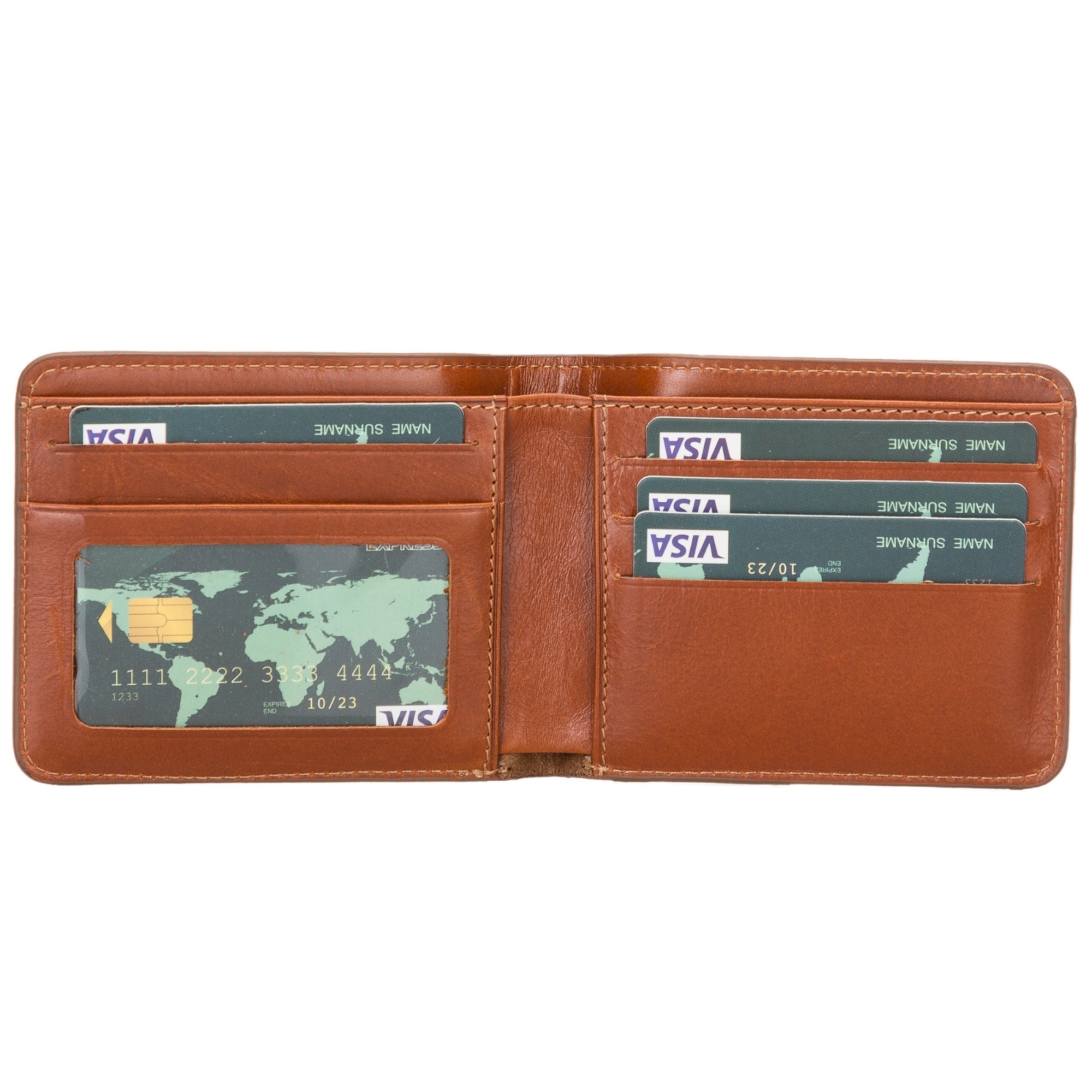 Open view showcasing card slots of TORONATA Leather Wallet