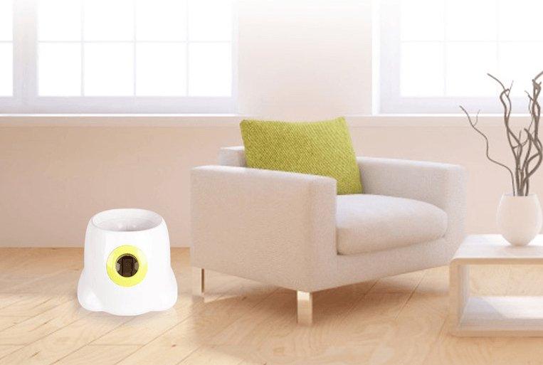 Side angle of Interactive Automatic Dog Ball Launcher showing ball slot