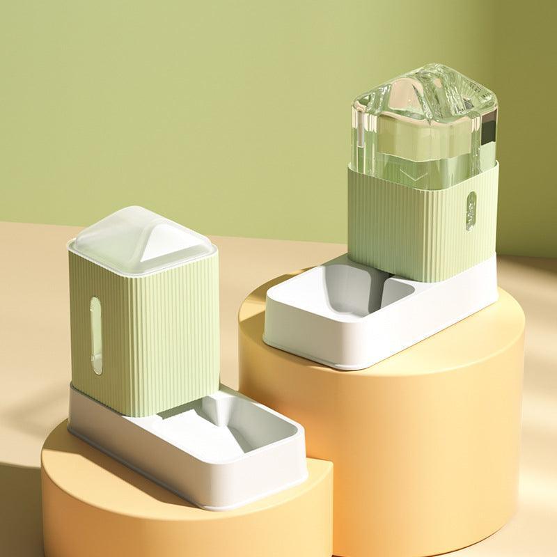 Smart Automatic Pet Feeder filled with kibble and water