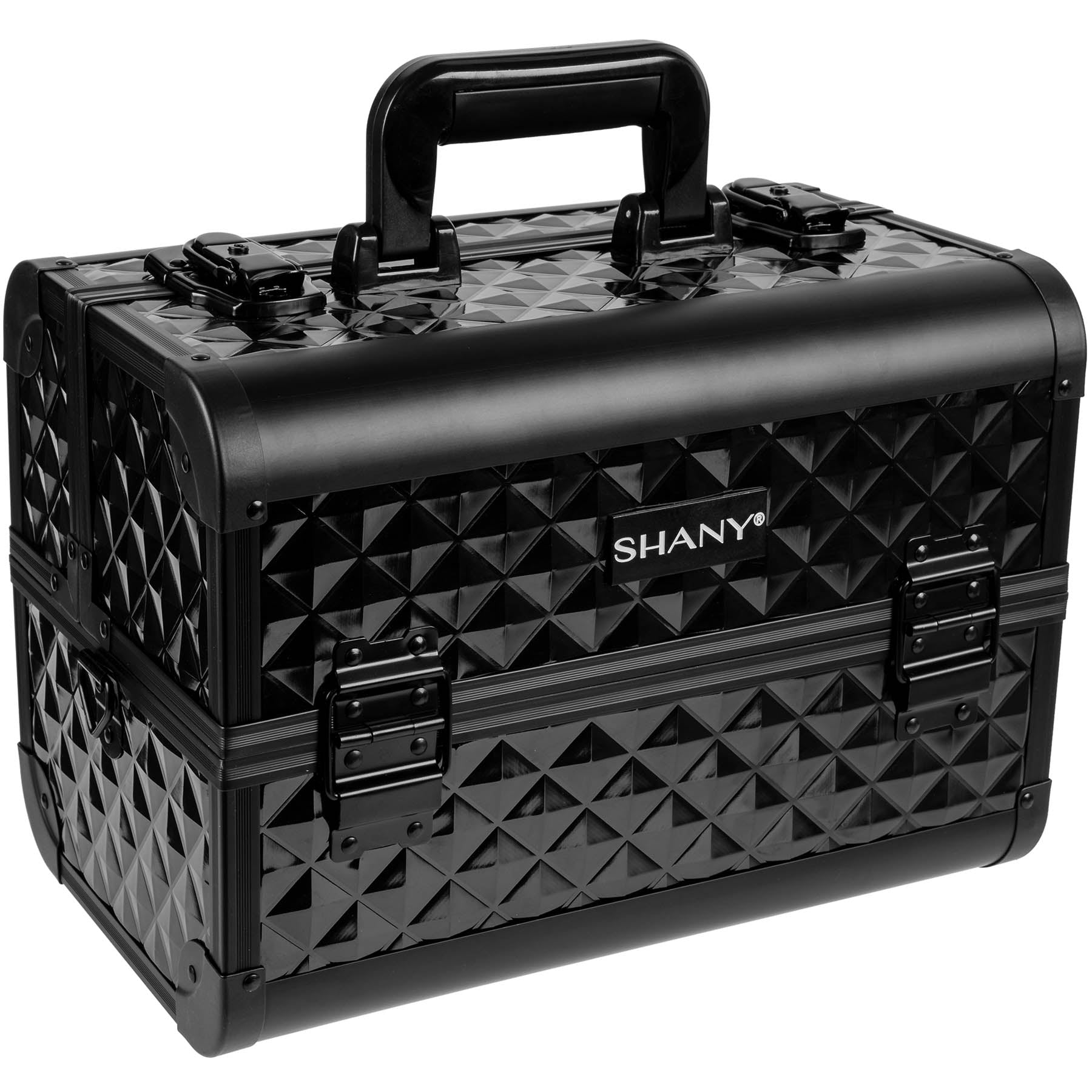 Side view highlighting the stylish design of Premium Fantasy Makeup Train Case by SHANY