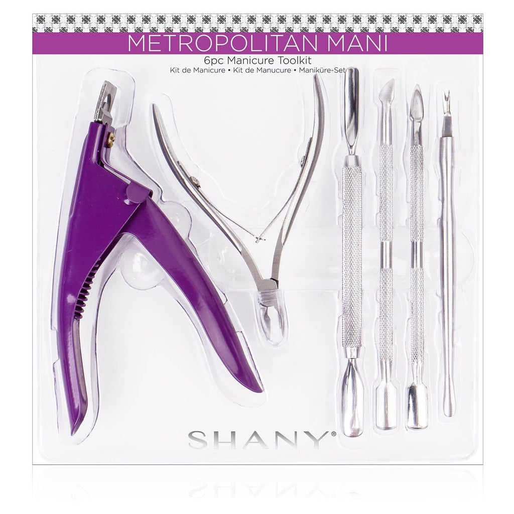 Versatile double-sided cuticle pusher included in the Professional 6-Piece Nail Care Tool Set