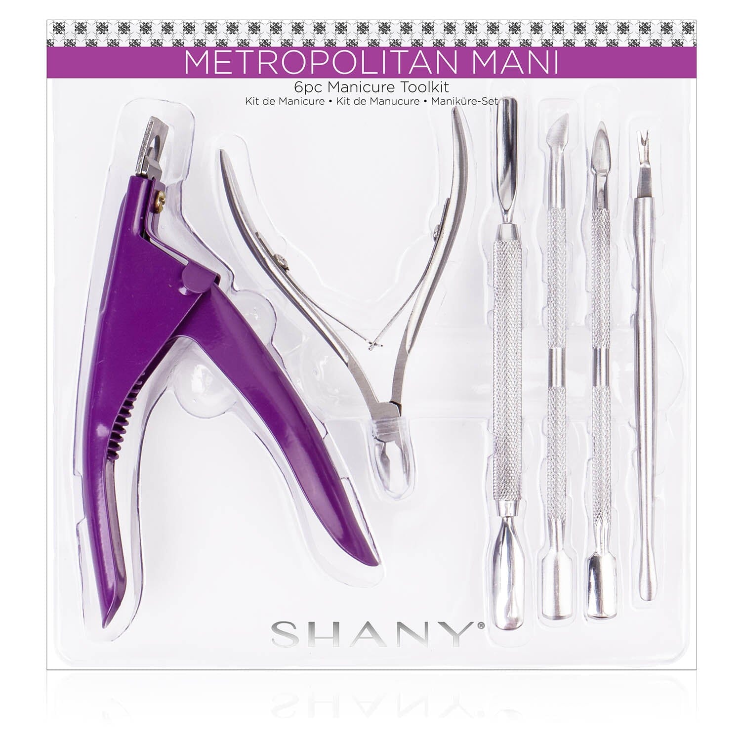 Versatile double-sided cuticle pusher included in the Professional 6-Piece Nail Care Tool Set
