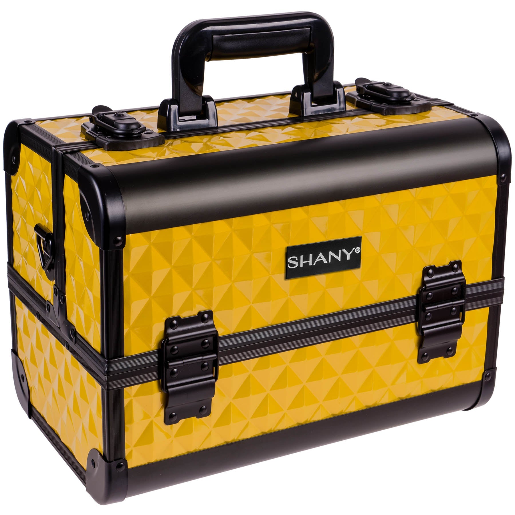Front view of Premium Fantasy Makeup Train Case by SHANY in black