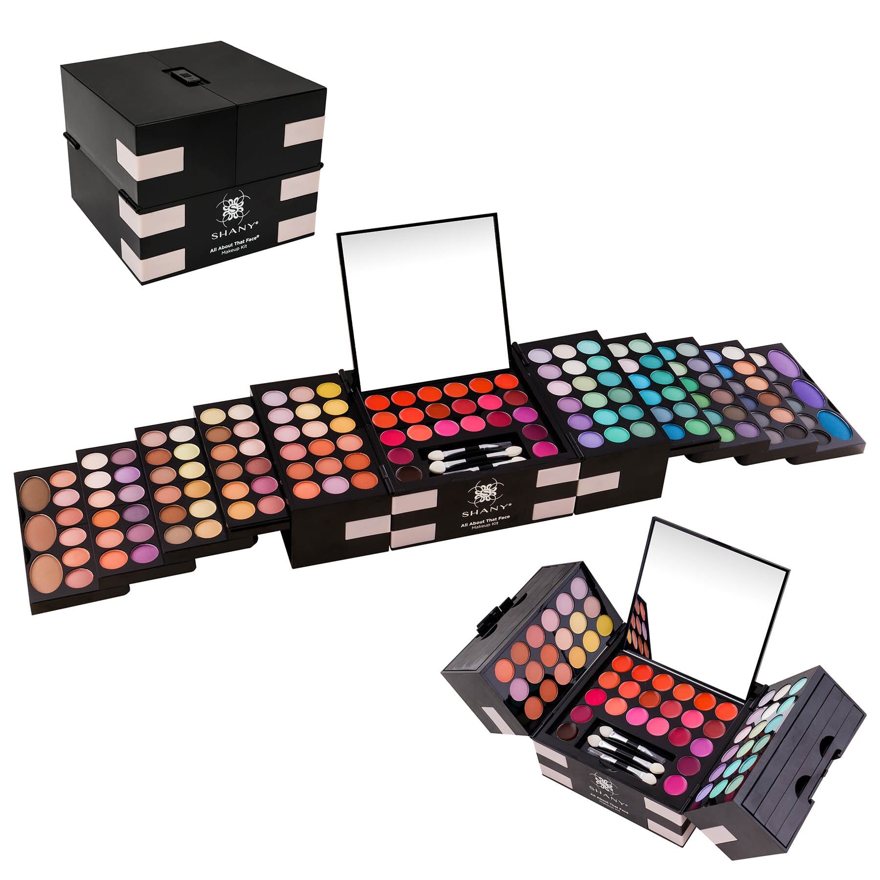 Close-up of vibrant eye shadows in Ultimate Makeup Mastery Kit by SHANY