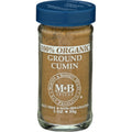 Front view of Premium Organic Ground Cumin in a glass jar by Morton & Bassett