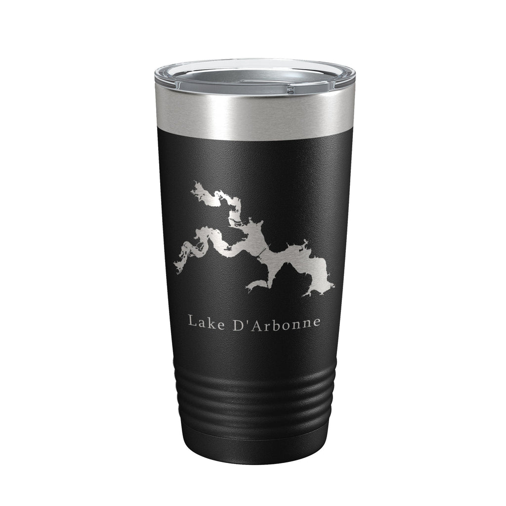 Lake D'Arbonne Map Insulated Tumbler beside a campfire