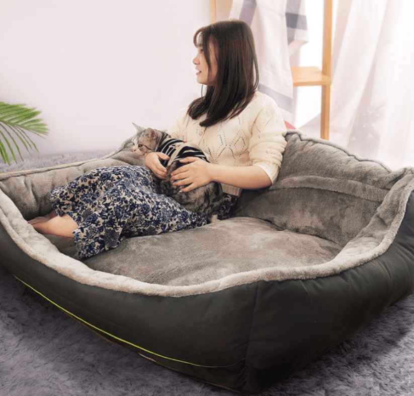 Size comparison of the Luxurious Plush Dog Sofa Bed in various dimensions