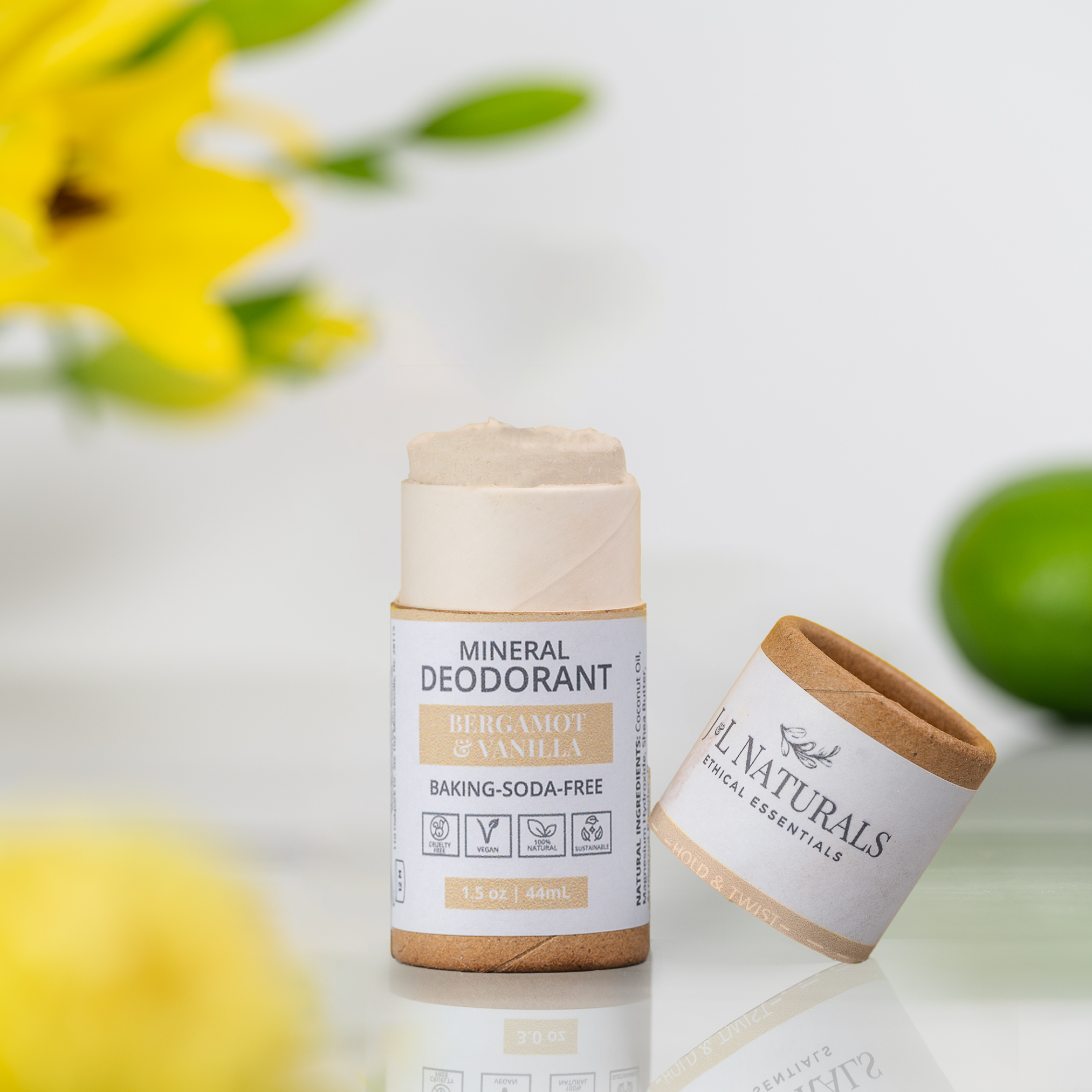 Gentle Mineral Deodorant by J&L Naturals next to travel essentials