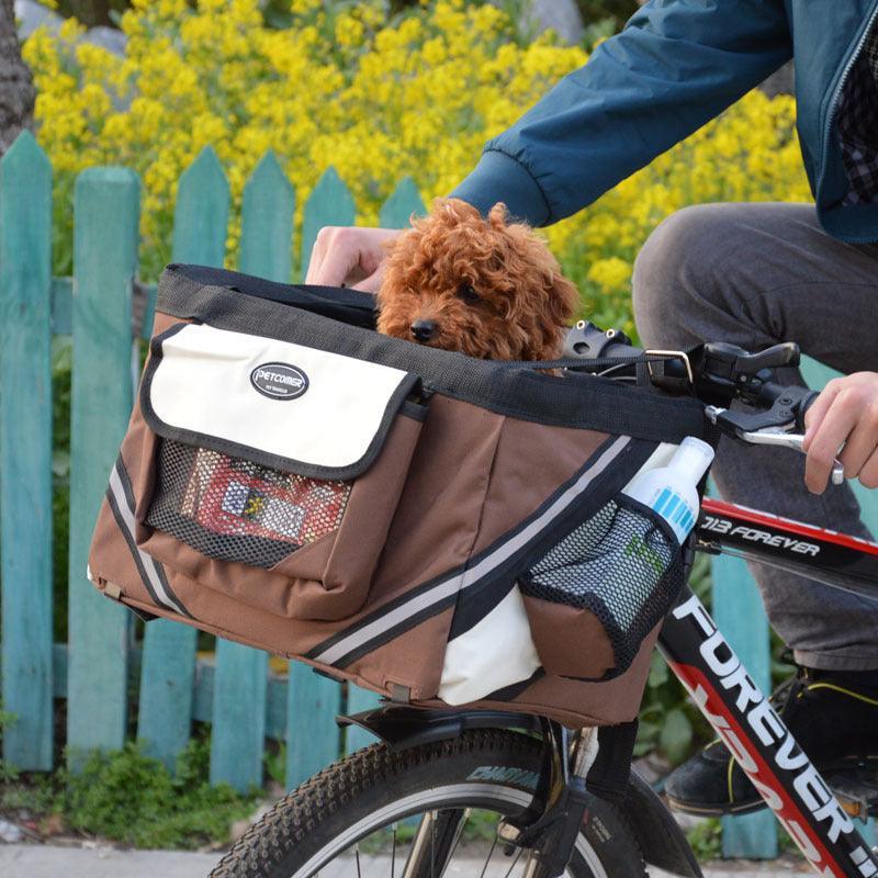 BikePaws Pet Traveler front view with small dog attached
