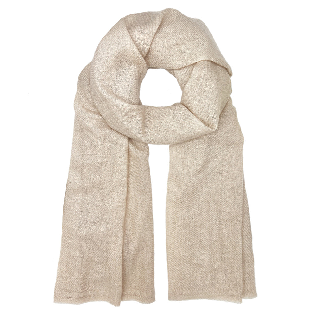 Elegant blush handloom cashmere scarf by Pokhara Nepal Artisans